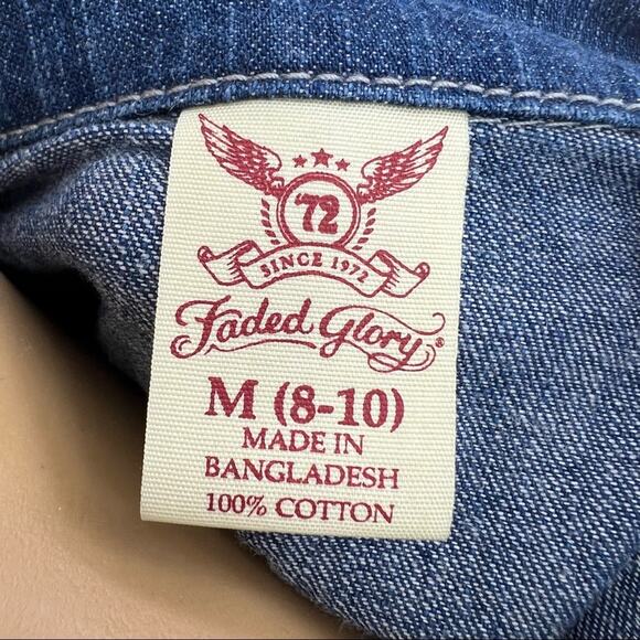 Faded Glory MEDIUM Blue Stonewash Denim Button Up Country Western Jean Jacket - Picture 8 of 8